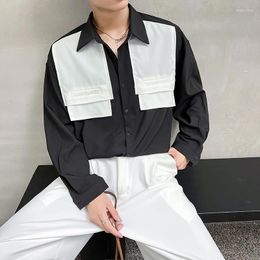 Men's Casual Shirts Spring Black White Shirt Men Slim Fashion Social Mens Dress Korean Loose Long-sleeved Formal M-3XL
