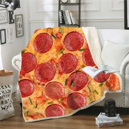 Blanket Fashion Blanket Beef Texture Sausage Pizza Printed Kids Quilt for Sofa Travel Office Funny Throw Blanket R230617