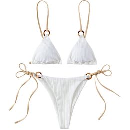 Two-piece Suits Women's Swimwear Women's 2 Piece Swimsuit Tie Side Bathing Suit Triangle String Bikini Sets Thong Bikini Swimsuit 230616