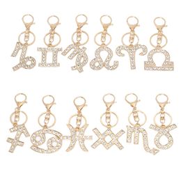 Diamond Keychain Pendant 12 Constellation Keychains Women'S Bag Decoration Keyring Key Chains