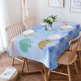 Table Cloth Ocean Shell Starfish Tablecloth Waterproof Dining Party Rectangular Round Home Textile Kitchen Decoration