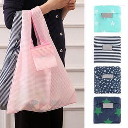 Storage Bags Fashion Printing Foldable Eco Shopping Bag Women Tote Folding Pouch Handbag Convenient For Travel Reusable Portable Grocery
