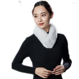 Scarves Real Rex Fur Scarf For Winter Women Fluffy Full Pelt Soft Wraps Accessories Girls Cosy Neck Collar