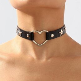 Chains Gothic Egirl Retro Original Suifeng Geometric Choker PU Five-pointed Star Square Sweet Cool Chain Collarbone Collar