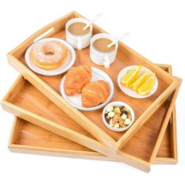 Breakfast Trays Bamboo Serving Tray With Handles Portable Bed For Dinner Eating Living Room Restaurants Drop Delivery Home Garden Ho Dhbhd