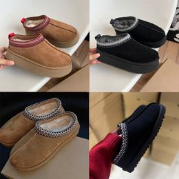 Australian Platform Slipper Fashion Tazz Slippers Designer Tasman Booties Chestnut Black Real Leather Women Men Fur Slides With Box Size 43