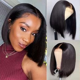 Straight Bob Wig 12AHuman Hair Lace Closure Wig For Women Transparent Human Hair 13x4 HD Lace Frontal Wig Bob Hair Wig