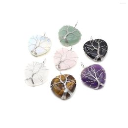 Pendant Necklaces Natural Stone Pendants Tree Of Life Wire Wrap Amethysts Crystal Heart For Jewellery Making Diy Women Necklace Earrings Gifts