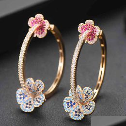 Charm Missvikki 2021 Trendy Women Flower Hoop Jewelry For Elegant Bridal Earrings Shiny Aaa Cubic Zirconia Drop Deliv Dhgarden Dhhua