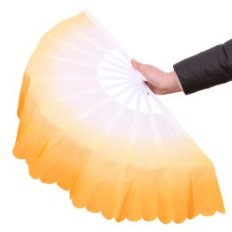 Dance Fans Fashion Gradient Color Chinese Real Silk Dance Veil Fan KungFu Belly Dancing Fans For Wedding Party Gift Favor Or Stage Show Top Quality