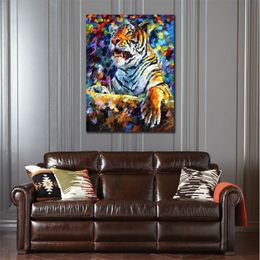 Textured Handmade Oil Painting Cityscapes Canvas Art Tiger Modern Dining Room Decor