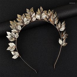 Headpieces Retro Gold/Silver Color Leaf Headbands Women Bridal Wedding Pearls Tiara Crown Hair Hoop Hairwear Jewelry Gift Accessories