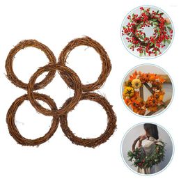 Decorative Flowers 5 Pcs Natural Rattan Door Wreath Hoop Nativity Decor Wall Hanging Garland Ring Hand Making Garlands Frame Diy Materials