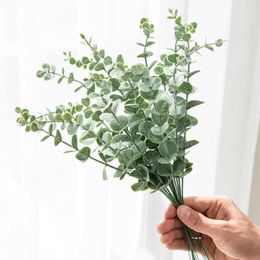 Dried Flowers 10PCS Artificial Plants Plastic Eucalyptus Leaves Wedding Bouquet Home Garden for Room Christmas Autumn Decoration