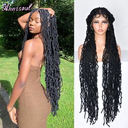 Lace Wigs Synthetic Full Braided Wig Locs Crochet Natural Hair Artificial Braid 40 Inch Long Curly Black Woman's 230617