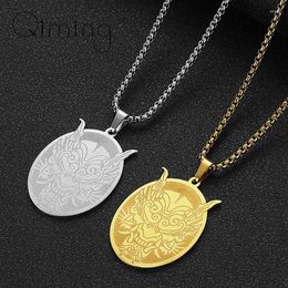 Pendant Necklaces Stainless Steel Chinese Culture Necklace For Women Men Perform Lion And Dragon Dances Vintage Gift