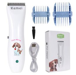 KEMEI KM-1051 Dog Hair Clipper Pet Hair Trimmer Puppy Grooming Electric Shaver Set Cat Accessories Ceramic Blade USB Recharge Profession supplies Tool