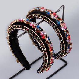 Hair Clips Luxury Baroque Inlaid Color Rhinestone Headband Women's Vintage Sponge Dance Party Accessories