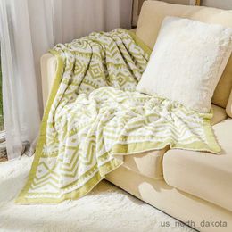 Blanket Style Blanket Throw Sofa Knitted Blanket Air Conditioning Quilt Soft Bedspread Hotel Bed End Towel Shawl R230617