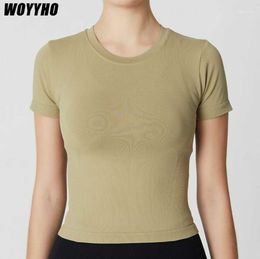 Women Seamless Yoga Shirt Quick Dry Outdoor Sports Exercises Running Stretch Slim Workout Gym Fitness Short Sleeve Outfit