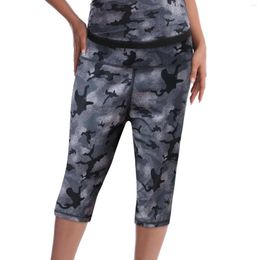 Active Pants Yoga Workout Sets For Women Side Pocket Leggings Elastic Printed Pant Bubble Hip Lifting Teal