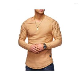 Men's T Shirts T-shirts Men Fashion Solid Slim Fit All-match Basic Youth Boy O-neck Long Sleeve Striped Sleeves 2023