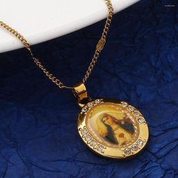 Pendant Necklaces Gold Colour Trendy Virgin Mary Necklace Women Religious Prayer Jewellery