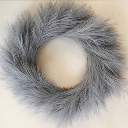 Decorative Flowers 1Pc Creative Fluffy Simulated Reed Garland Artificial Pampas Grass Round Wreath Holiday Wedding Party Home Decoration