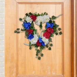 Decorative Flowers Spring Heart Wreath Front Door Artificial Green Leaves Garland Hanging For Festival Farmhouse Wedding Indoor Decor