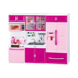 Cozinhas Play Food Dollhouse Toy Simulation Kitchen Armários Conjunto Crianças Fingem Ferramentas de Cozinha Mini Bonecas Talheres Suits Meninas Presente 230617