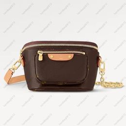 Mini Bumbag Crossbody Bag Stylowe wytłaczanie pasmowe worka na klatkę piersiową łańcuch i skórzany pasek na ramię Crossbody 82208