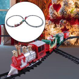 ElectricRC Car Electric Train Set with Lights and Sounds Xmas Tree Decors Railway Track for Preschool Gifts 230616