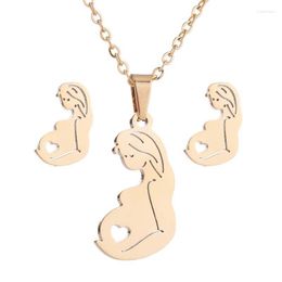 Necklace Earrings Set 10pcs Stainless Steel Woman Pregnant Mother Daughter For Day Gift