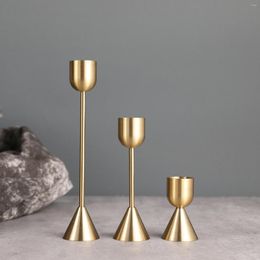 Candle Holders 3 PC/set Metal Gold Plated Wedding Party Vintage Candlestick Home Decor Christmas