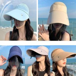 Wide Brim Hats Retractable Visor Cap Female Summer Hat Sunglasses Sunscreen Sun Anti-UV Beach Sports Empty Top