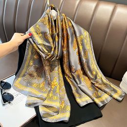 Scarves Female Dustproof Beach Towel Colour Matching Print Silk Summer 180X90CM Handkerchief Fashion Sunscreen Shawls