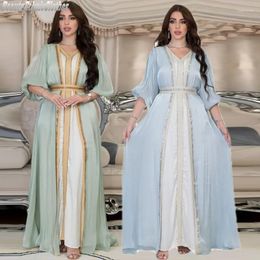 Ethnic Clothing Elegant Women Dubai Style Party Dress Ramadan Muslim Islamic Turkey Abaya Kaftan Robe Modesty Gown African 2PCS