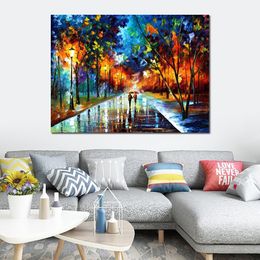 Cityscapes Canvas Art Winter Park Beautiful Street Landscape Handmade Painting for Modern Home Office