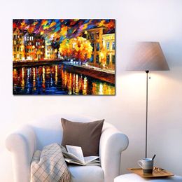 Contemporary Abstract Canvas Art Street Petersburg I Handmade Landscape Oil Painting Living Room Wall Decor