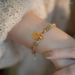 Strand Round Character Natural Hetian Jade Lucky Charm Woven Braided Bracelets For Women Girls Fine Jewellery