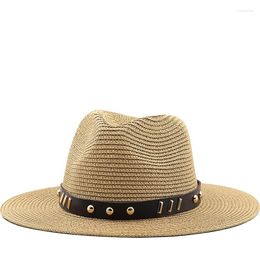 Wide Brim Hats 2023 Fashion Summer Casual Unisex Beach Large Jazz Sun Hat Panama Paper Straw Women Men Cap With Retro Bands