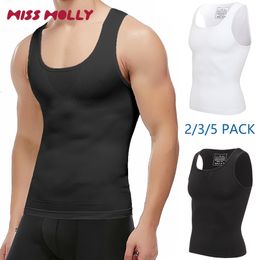 Men's Body Shapers Compression Shirt Men Abdomen Shapewear Slimming Work Out Body Shaper Sleeveless Vest Gym Tank Top 2/3/5 Pack Undershirts 3XL 230616