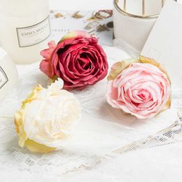 Dried Flowers 50 Artificial Fire Roses Wholesale Wedding New Year Home Decoration Accessories Christmas Needlework Garlands