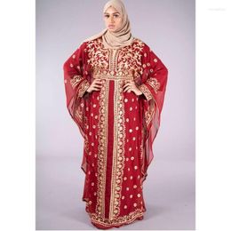 Ethnic Clothing Red Royal Robe African Bridesmaid Abaya Beaded Dubai Long Dress European And American Fashion Trend