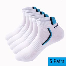 Sports Socks 10Pieces5Pairlot Summer Cotton Man Short Fashion Breathable Boat Comfortable Casual Male White 230617