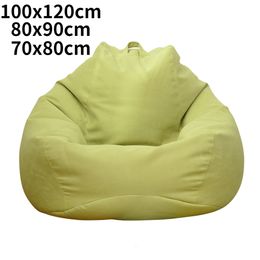 Chair Covers Lazy Sofa Cover Solid Chair Covers Without Filler Linen Cloth Lounger Seat Bean Bag Pouffe Puff Couch Tatami Living Room Beanbags 230616