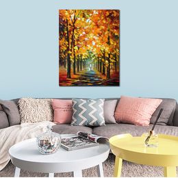 Modern Cityscapes Canvas Art The Gold of Fall Handcrafted Oil Paintings for Contemporary Home Decor