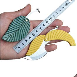Party Favor Mini Leaf Folding Knife Keychain Pendant Portable Outdoor Cam Pocket Knives Survival Tool 2 Colors Drop Delivery Home Ga Dh4Yh