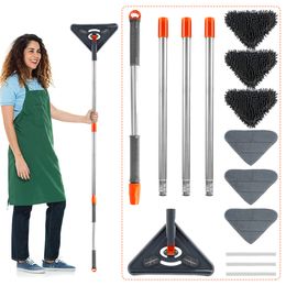 Hand Push Sweepers Triangle Spin Mop Extendable 360 Rotating Squeeze Mops Super Absorbent Household Cleaning Tools Tile Floor Wall Ceiling 230617