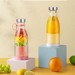 Juicers Rechargeable Mixers Fresh Fruit BluePink Usb Portable Bottle Mini Fast Electric Blender Smoothie Ice 230616